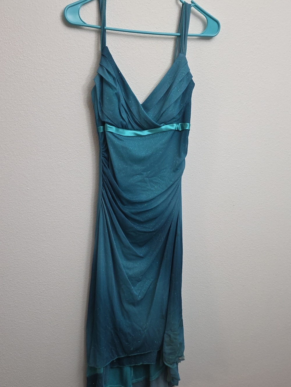 Teal Sparkle Spaghetti-Strap Dress - Women's